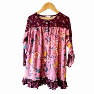 Matilda Jane Girls Floral Twirl Dress Ruffle Hem Long Sleeve Boho Cottagecore 6